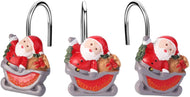 12pcs Santa Claus Shower Curtain Anti-Rust Hooks for Home Bathroom Decorative