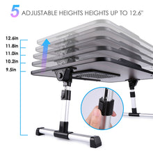 Load image into Gallery viewer, 26.6 Foldable Adjustable Laptop Tray Stand Desk with CPU Cooling Fans &amp; Mouse Pad
