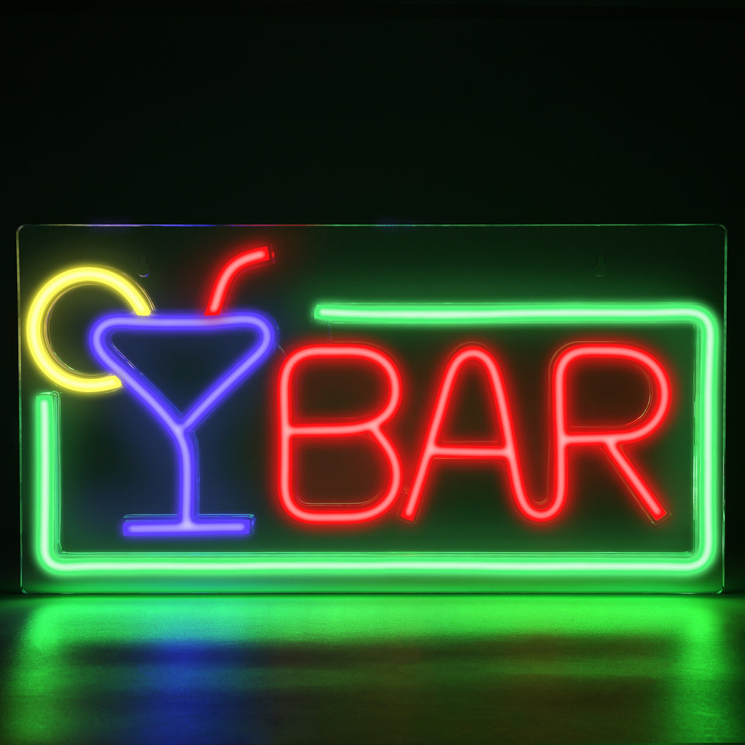 FITNATE Bar Neon Open Sign , Neon BAR Sign Light, 3D Art USB Powered LED Open Display Board Decorate