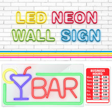Load image into Gallery viewer, FITNATE Bar Neon Open Sign , Neon BAR Sign Light, 3D Art USB Powered LED Open Display Board Decorate
