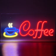 FITNATE Neon COFFEE Sign Light, 3D Art USB Powered LED Open Display Board Decorate