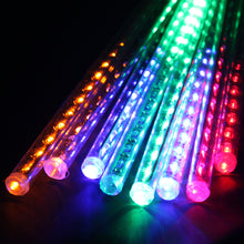 Load image into Gallery viewer, 30cm 8 Tube 144 LEDs RGB Multi-color color Meteor Shower Rain Lights Waterproof String for Wedding Party Christmas Xmas Decoration Tree
