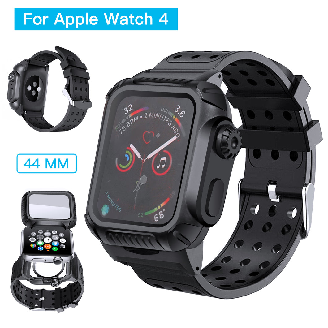 44mm Full Cover Clear Case Screen Protector with Bands For Apple iWatch 4 5
