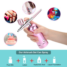 Load image into Gallery viewer, AGPtEK Airbrush Spray Pen Mini Air Compressor USB Rechargeable Makeup Portable Pink
