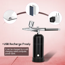 Load image into Gallery viewer, AGPtEK Airbrush Kit Mini Air Compressor USB Rechargeable and Portable for Make up Tattoo Nail Art Cake
