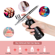 Load image into Gallery viewer, AGPtEK Airbrush Kit Mini Air Compressor USB Rechargeable and Portable for Make up Tattoo Nail Art Cake

