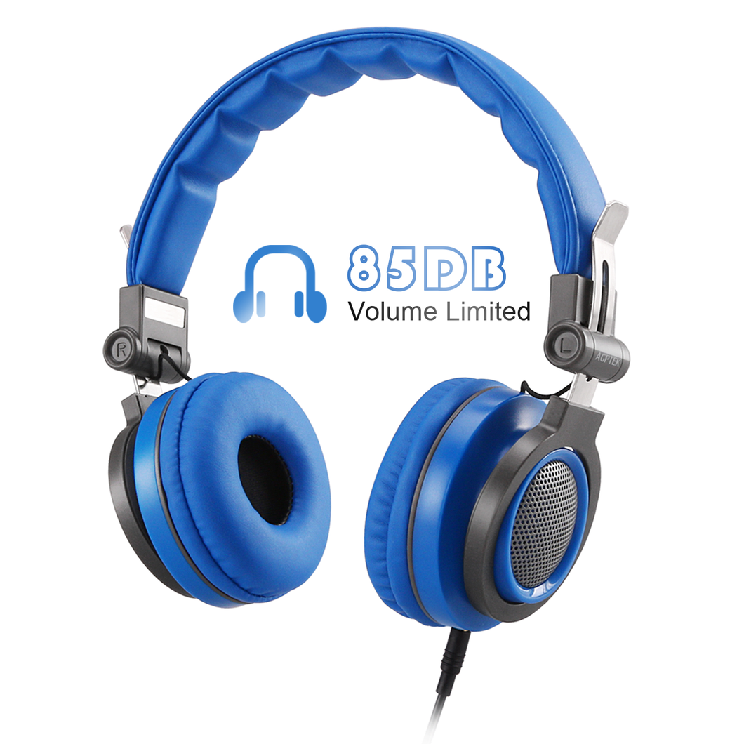 Kids Headphones over Ear Wired Headsets with 85dB Volume Limit Adjustable Foldable