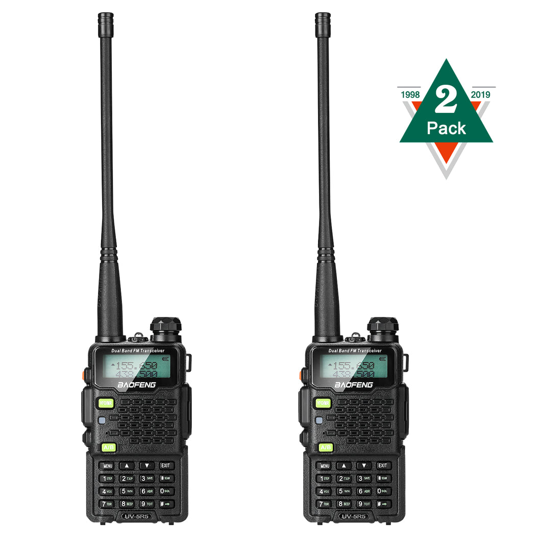 2pack Walkie Talkie UV-5R5 VHF/UHF Dual Band Two Way Ham Radio Transceiver New