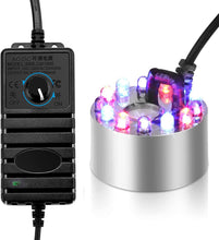 Load image into Gallery viewer, 12 LED Lights Mist Maker Fogger Adjustable Fog Atomizer Mini Air Humidifier Pond
