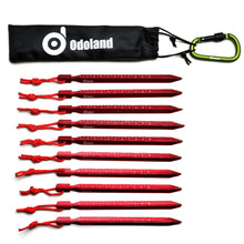 Load image into Gallery viewer, 10pcs Camping Superior Aluminum Tent Stake Bag Carabiner Tent Pegs Kits Set

