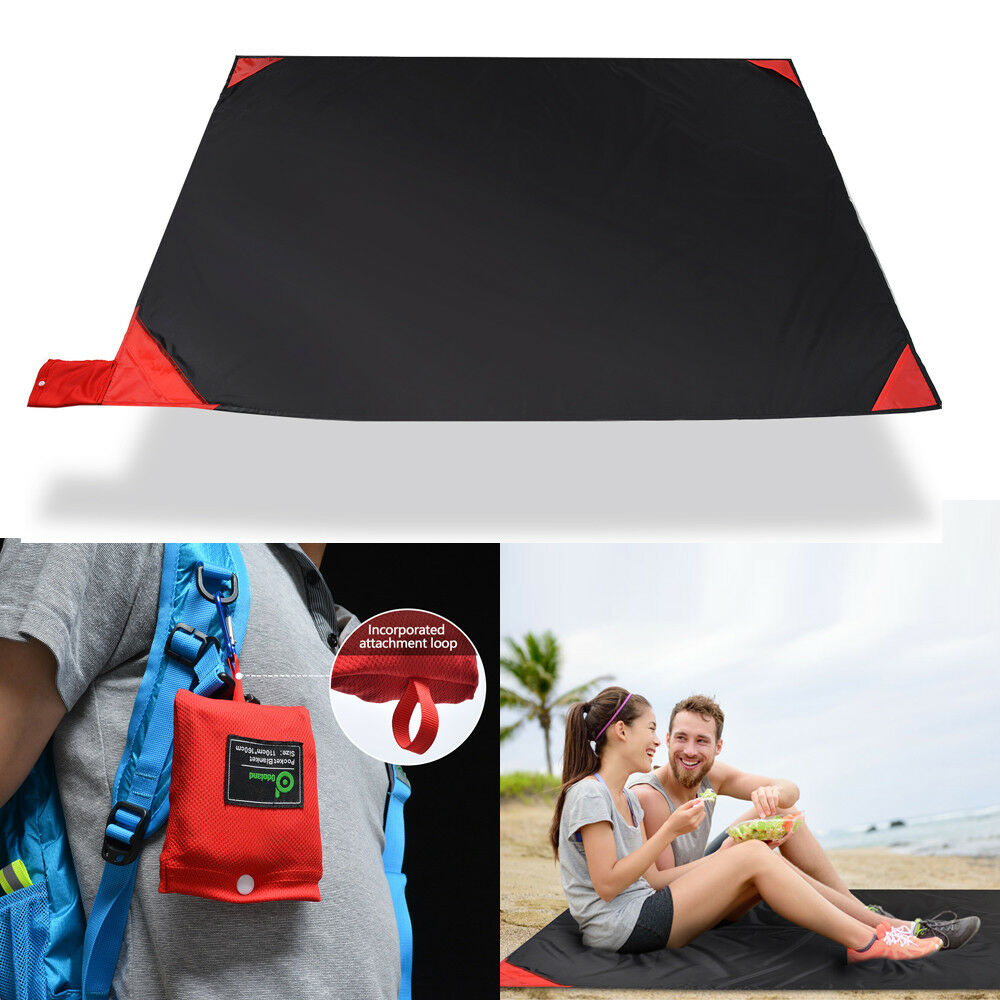 63x44in Quick Drying Mat Waterproof Picnic Sheet Beach Blanket Pocket Sand Pad