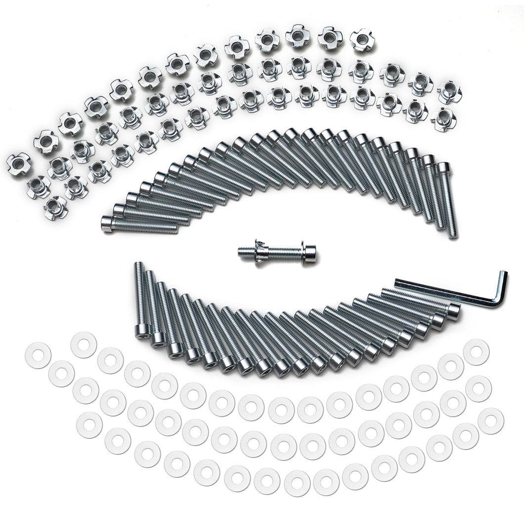 Bolts&T-nuts for Climbing holds 40 sets Climbing holds Installation Hardware Galvanized Steel Allen Head Bolts with flat Washers and t-nuts