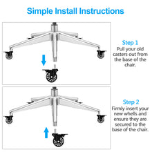Load image into Gallery viewer, 5Pcs Replacement Office Chair Casters with Brake Wheels Smooth Quiet
