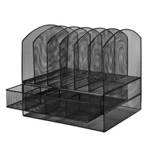 Load image into Gallery viewer, 6 Trays 2 Tier Mesh Desk File Sorter Organizer Office Document Holder w/ Drawer
