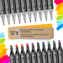 Load image into Gallery viewer, 60 Colors Dual Tips Marker Pen Set Permanent Drawing Sketching Highlighting Gift
