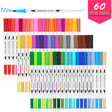 Load image into Gallery viewer, AGPtEK 60 Colors Dual Tip Brush Marker Pens Non-Toxic Odorless &amp; Blendable Perfect for Sketch Book

