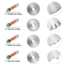 Load image into Gallery viewer, 45mm Rotary Cutter 8 Replacement Blades for Cutting Fabric Papers Foams Leathers
