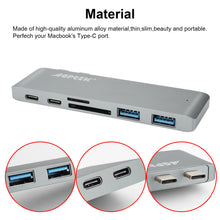 Load image into Gallery viewer, 6 in 1 Type-C USB-C Hub Adapter Dual USB 3.0 Port Thunderbolt 3 for MacBook Pro
