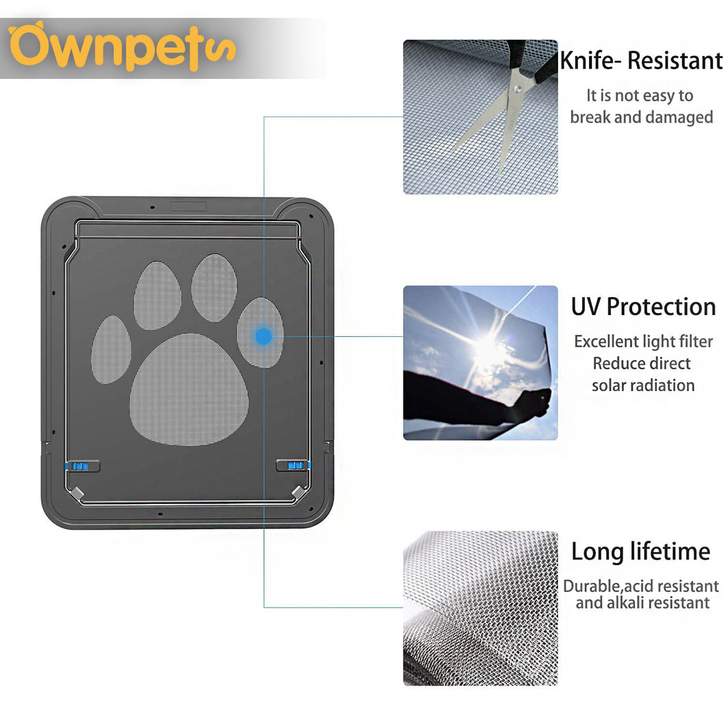 OWNPETS Pet Dog Screen Door Magnetic Flap Screen Automatic Lockable Gate 12*14in