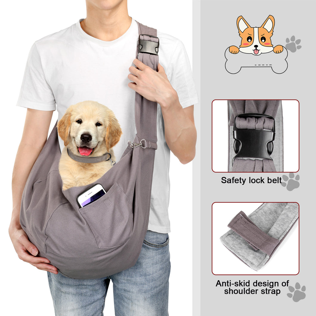 Adjustable Pet Sling Carrier Shoulder Bag Pouch 20~25lb Dog Cat Travel Messenger