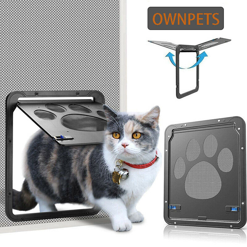 Pet Dog Cat Small Screen Locking Flap Door Magnetic Automatic Slide Protector