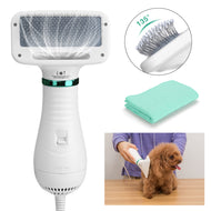 2 In 1 Pet Hair Dryer Blower Slicker Brush Portable Dog Cat Grooming Low Noise