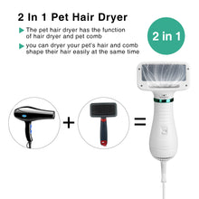Load image into Gallery viewer, 2 In 1 Pet Hair Dryer Blower Slicker Brush Portable Dog Cat Grooming Low Noise

