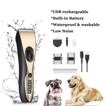Load image into Gallery viewer, OWNPETS Pet Hair Clipper Set, Low Noise Waterproof Dog Grooming Tools with LED Display, USB Rechargeable Cordless Pet Hair Trimmer Kit for Dogs, Cats, Rabbits &amp; Different Parts of Pets
