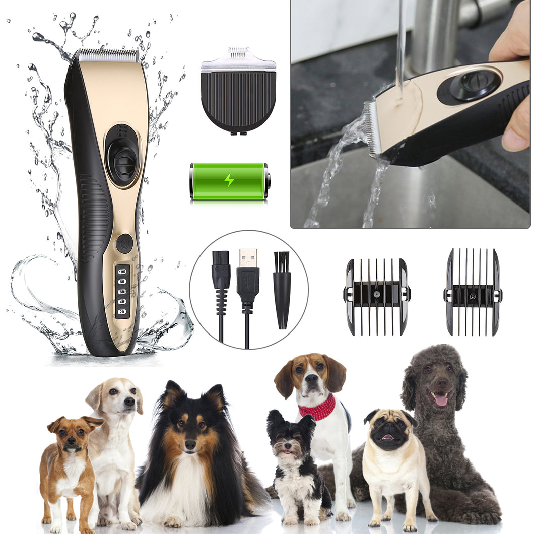 OWNPETS Pet Hair Clipper Set, Low Noise Waterproof Dog Grooming Tools with LED Display, USB Rechargeable Cordless Pet Hair Trimmer Kit for Dogs, Cats, Rabbits & Different Parts of Pets