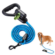 Ownpets Reflective Dog Leash 5ft Hands-Free With Waste Bag Dispenser Blue