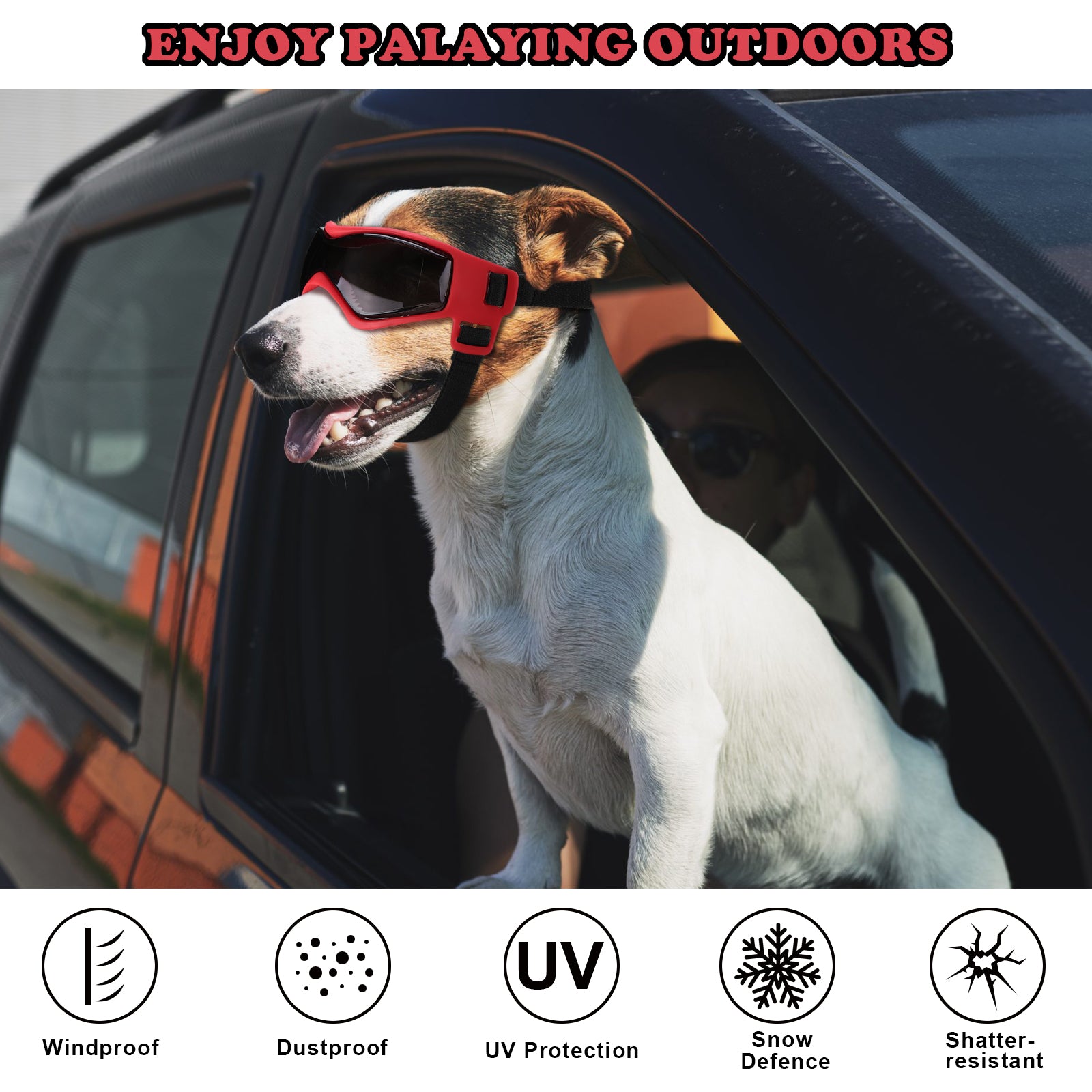 Ownpets Googles for Dogs, Pet UV Snow Wind Dust Protection Glasses Adj – brainydeal