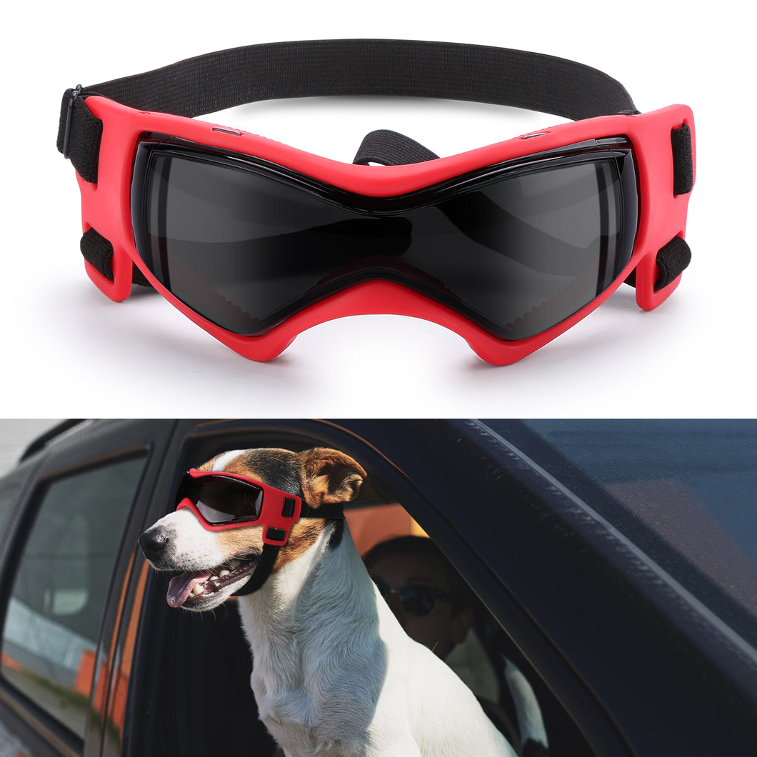 Ownpets Googles for Dogs, Pet UV Snow Wind Dust Protection Glasses Adjustable Strap Safety Red, Sunglasses for Small and Medium Dog