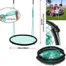 Load image into Gallery viewer, Green 40&quot; Disc Swings Seat Flying Saucer Tree Rope Web Net Playground Backyard
