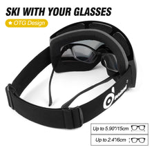 Load image into Gallery viewer, Grey OTG Ski Goggles Double Lens Anti-fog Winter Windproof UV400 Eyewear for Adult
