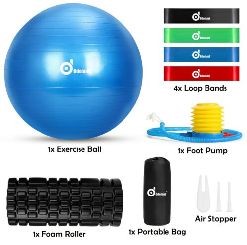Sports Yoga Ball Foam Roller Resistance Bands Loop Kit Fitness Muscle Training