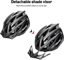 Load image into Gallery viewer, IMAGE Cycling Helmet for Road Racing, Adjustable Lightweight Breathable CPSC  Mountain Bicycle Helmet with 1 Detachable Visor 2 Inner Linings for Adult Youth Children Riding Matte Black
