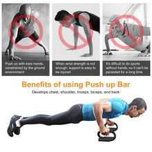 Load image into Gallery viewer, Push Up Bars Stand S Shape Fitness Workout Gym Exercise w/ Push-Up Training Mat
