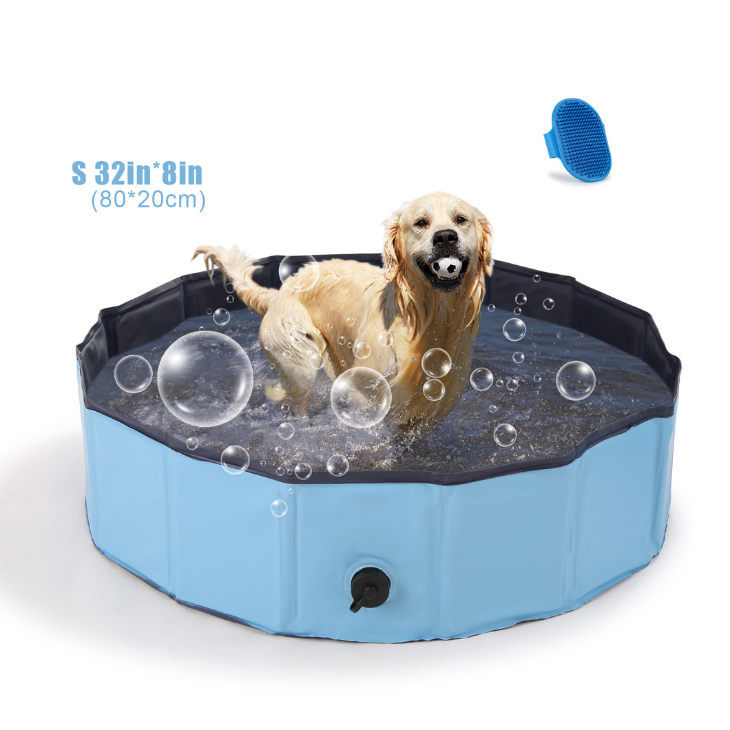 OWNPETS Foldable Pet Pool, Portable Dog Swimming Bathing Pool, Non-Slip Multi-Purpose Kiddie Pool Bathtub for Kids, Dogs, Cats, Pigs & More Pets S size