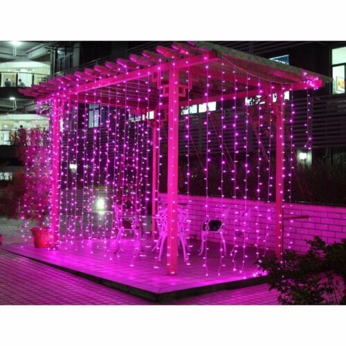 300LED Pink Fairy Curtain String Lights with Controller Christmas Wedding Party 8 Modes