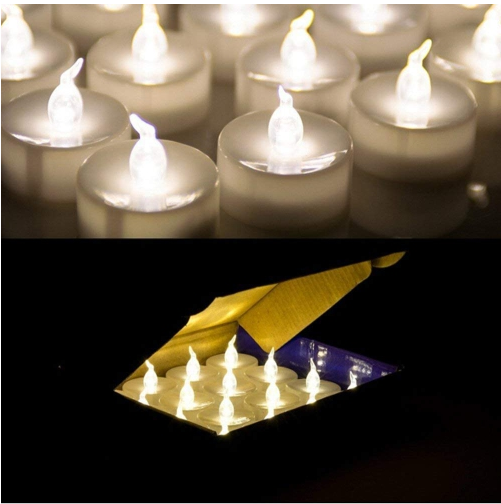 AGPtEK Timer Flickering Flameless LED Candles Battery-Operated Tealights for Party Home Decoration 24pcs(Warm White)