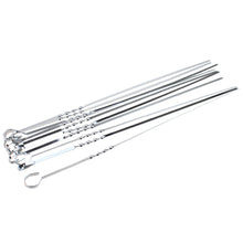 Load image into Gallery viewer, 10pcs 15 in Stainless Steel Shish Kabob Skewers Barbeque BBQ Kebab Flat Needle
