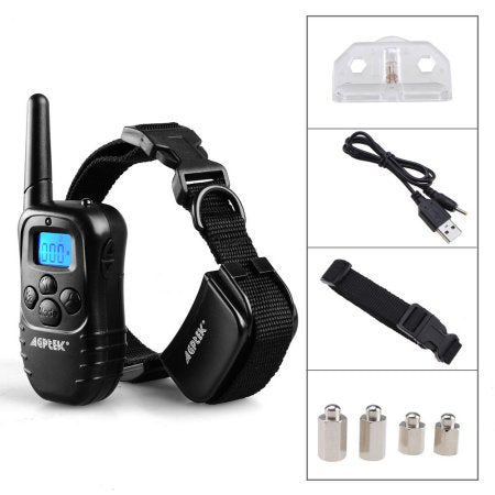 AGPtek Rechargeable LCD Remote Control Dog Training Collar with 100LV of Shock and Vibration
