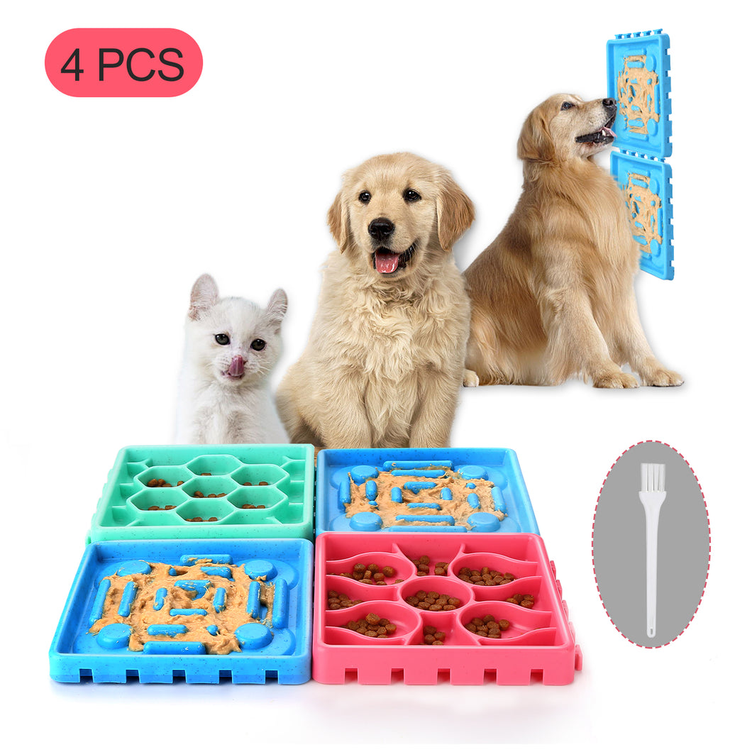 4Pcs Pet Slow Feeder Tray Set Anti-Slip Slow Eating Dog Feeder Trays & Licking Trays Ideal for Pet Anxiety Relief