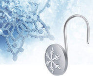 12pcs Christmas Snowflake Anti-Rust Round Shower Curtain Hooks for Home Decor