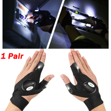 Load image into Gallery viewer, 1 Pair Fingerless LED Flashlight Gloves Auto Repair Fishing Hiking
